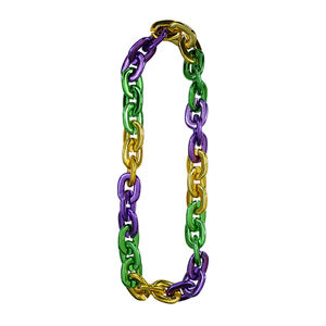 Venta al por mayor de fábrica, collar de cadena de cuentas de <span class=keywords><strong>Mardi</strong></span> <span class=keywords><strong>Gras</strong></span> grande personalizado, Jumbo eslabones, decoraciones de fiesta deportiva con cuentas - Product Image 1