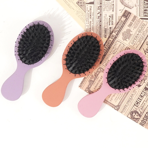 Peine de madera antiestático, rizador de pelo, masaje del cuero cabelludo, Mini peine portátil de moda para mujeres, barba con cepillo de cerdas - Product Image 1