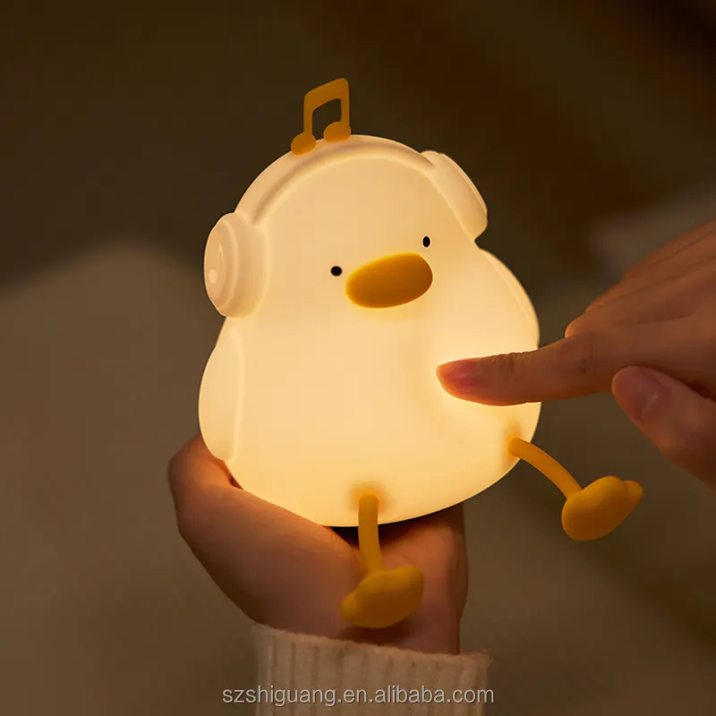 Lampu malam bebek hadiah ulang tahun, lampu malam silikon lucu kontrol sentuh dapat diisi ulang tahun dapat diredupkan untuk anak-anak
