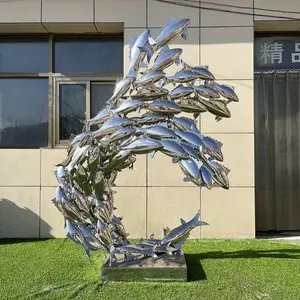 Moderne Tuin Verlichting Rvs Sculptuur Art Metal Vis Sculptuur Voor Decor