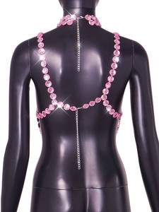 Female Pink and <strong>Blue</strong> Rhinestone Spaghetti Strap Crop Tank <strong>Top</strong> Women Sexy Star Shape Backless Metal Chain Acrylic <strong>Cami</strong> <strong>Top</strong> Rave - Product Image 6