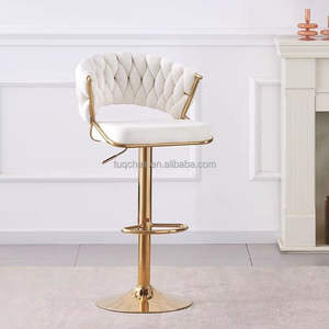 Kursi TUQ Modern Minimalis Putar dengan Pengaturan Tinggi, Sandaran Beludru, Kursi Resepsionis, Kursi Tinggi untuk Dapur, Kafe, Restoran - Product Image 1