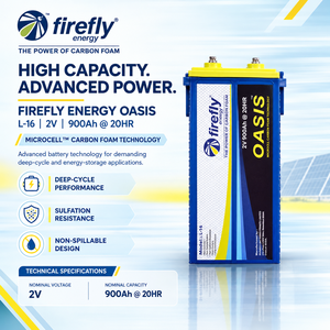 Batterie au plomb-acide à cycle profond Firefly Oasis L16 2V 900Ah Microcell Carbon Foam pour stockage solaire et utilisation intensives - Product Image 1