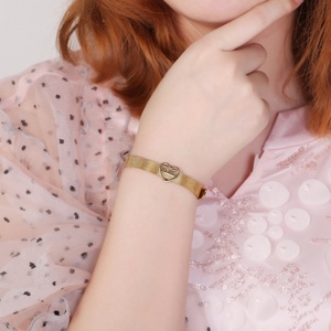Mother Day Gift Stainless Steel <b>Mama</b> Bangle Custom Gold Plated Mesh <b>Bracelet</b> - Product Image 6