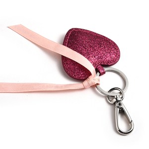 Custom Shape Shiny Delicate Red Heart Shape PU <b>Leather</b> Handbag <b>Keychain</b> - Product Image 5