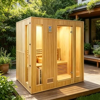 Sauna traditionnel extérieur pour 2 à 4 personnes, cabine de sauna carrée en bois massif avec panneau de commande pour la maison, le jardin et la cour.