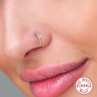 Nouveauté Gaby : Boucles d'oreilles clips et anneaux de nez tendance en argent sterling 925 plaqué or, sertissage griffe, bijoux fins pour femme, idéal pour les fiançailles