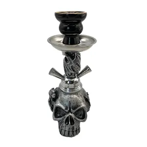 Factory Direct Sale Arabic Individual Medium Size Double-hoses Skull-head With Gift Box Ceramic Bowl Hookah