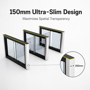 Porte rapide panoramique en verre avec châssis fin de 150 mm pour les entrées des terminaux aéroportuaires - Product Image 4