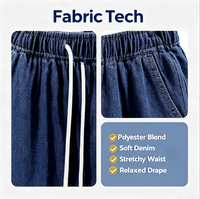 Pantalon de survêtement grande taille pour femme, jean taille haute, coupe ample, jambe large, style décontracté pour tous les jours