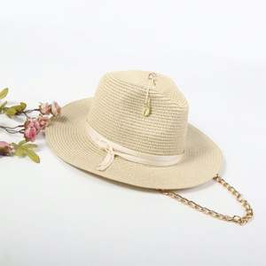หมวกปานามาแจ๊สแบบปรับได้ใช้ได้ทั้งชายและหญิงเชือกสายโซ่สำหรับเดินทางในฤดูร้อนขาฟางกระดาษสำหรับตกปลากลางแจ้งทุกวัน - Product Image 4