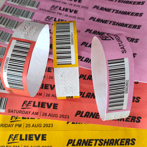 Tùy chỉnh một thời gian sử dụng không thấm nước QR mã giấy Bracelets. CHEAP 3/4 ''Sheets ID giấy Tyvek dây đeo cổ tay trong kho cho công viên nước - Product Image 4