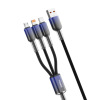 Kabel Data Pengisian Cepat YooKiE EC30 TPE Nylon Braided Gradient 30W 3-in-1 Type-C USB-A ke 3-in-1 1M untuk Ponsel dan Power Bank