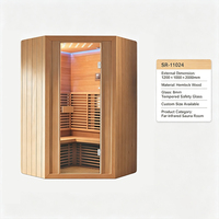 Sauna de Luxe en Cèdre Rouge pour Intérieur et Extérieur, Sauna à Vapeur Sèche à Lumière Rouge pour la Maison et le Jardin