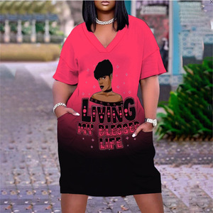 Yqy0405 Mô Hình Tùy Chỉnh Cộng Với Kích Thước Lỏng Lẻo Đơn Giản Ăn Mặc Mùa Hè Trung Bình Chiều Dài Nhiều Màu 3D In Váy Phụ Nữ T Áo Sơ Mi Váy - Product Image 3