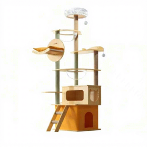 Dr Bamboo Eco-friendly 4-Level <strong>Large</strong> <strong>Cat</strong> <strong>Tree</strong> with <strong>Climbing</strong> Frame Scratching Board Jumping Platform &amp; <strong>Cat</strong> Toy-Indoor Outdoor Use - Product Image 1