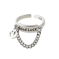 Bagues en argent sterling FY-JZ923 pour couples, design de niche tendance avec visage souriant, pour l'index, pour homme et femme