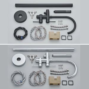 Vòi tắm đứng đơn, vòi trộn màu đen, xoay 360 độ, kèm vòi sen cầm tay ABS - Product Image 6