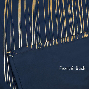 <strong>Navy</strong> Blue Blackout <strong>Curtain</strong> <strong>Patterned</strong> Gold Foil Print Drapes Thermal Insulated Window Grommet <strong>Curtains</strong> for Living Room - Product Image 5