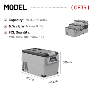 Glacière portable double zone 45L, réfrigérateur-congélateur de voiture 12V/24V à compresseur pour le <span class=keywords><strong>camping</strong></span> et les véhicules, en plastique durable - Product Image 2