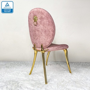 Chaises de salle à manger de luxe en velours avec pieds dorés et pieds en cuivre glamour, ensemble moderne de luxe DC-SOLEIL-01-BOCAS - Product Image 4