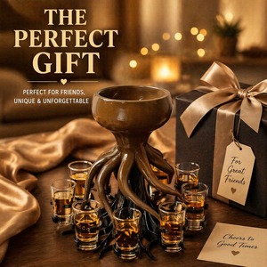 Distributeur de vin réutilisable en plastique alimentaire à huit becs, design pieuvre, nouveauté durable et tendance pour mariages, Noël et outils de bar - Product Image 4