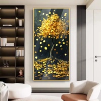 Vente en gros, offre spéciale, maison moderne, arbre de fortune doré, impression d'art acrylique, grande peinture de luxe pour projet d'hôtel