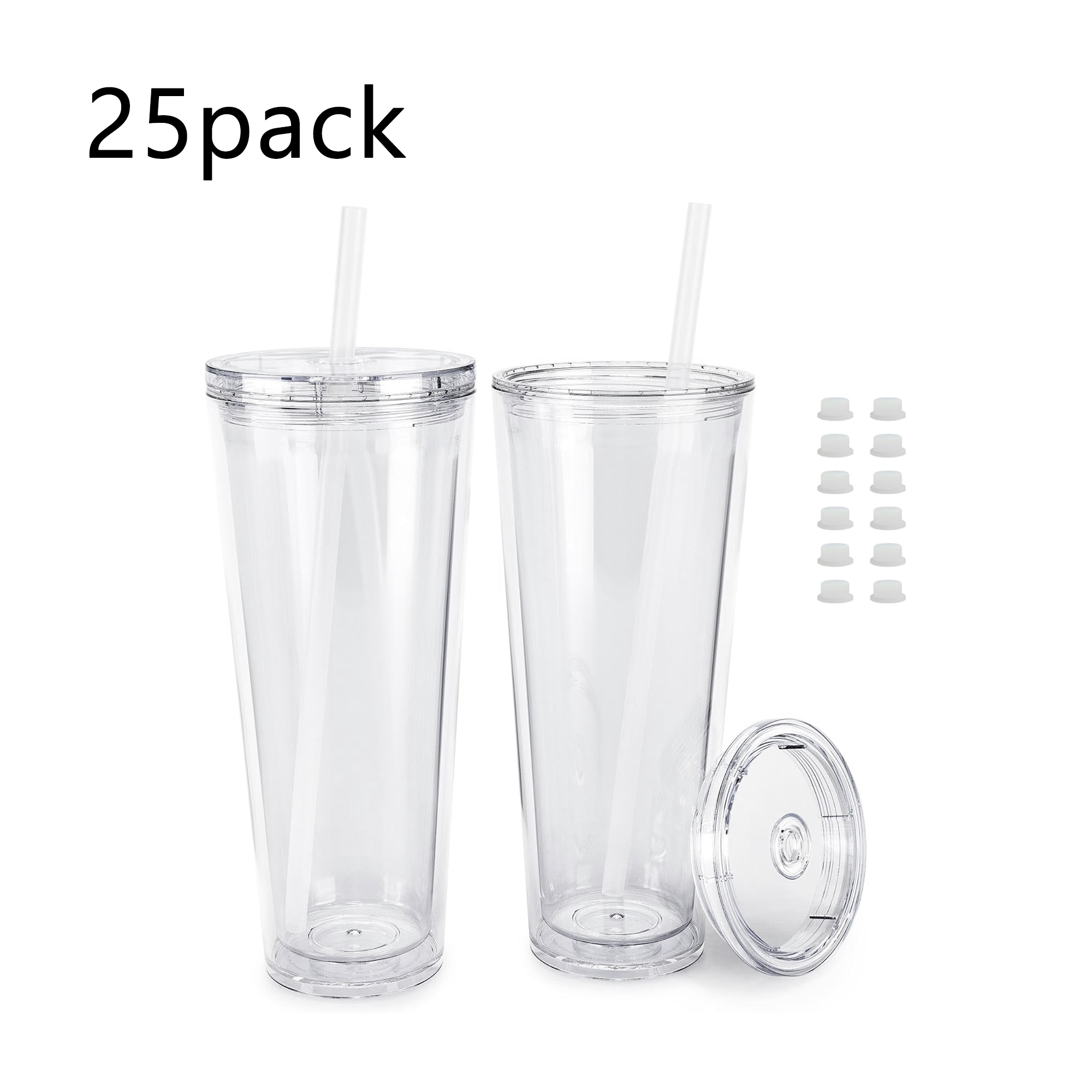 Gobelet en plastique transparent à double paroi de 24 oz