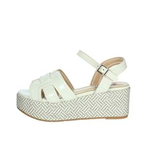 Sandali con zeppa da donna Keys K-11081 bianchi con plateau e cinturini, scarpe estive - Product Image 1
