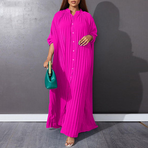 Robe plissée décontractée ample de <span class=keywords><strong>grande</strong></span> <span class=keywords><strong>taille</strong></span> pour femmes, nouvelle mode estivale - Product Image 3
