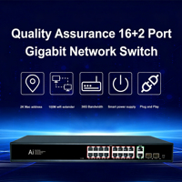 Penyedia Solusi WiFi KuWFi 16+2 Uplink 2k Nirkabel Jarak 100 meter ap 36Gbps 18Port 1000Mbps Switch Jaringan Industri