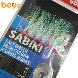 Sabiki lure hook rigs <span class=keywords><strong>per</strong></span> attrezzatura da pesca esche sabiki esche in pelle di <span class=keywords><strong>pesce</strong></span> con perline luminose Sabiki rigs - Product Image 3