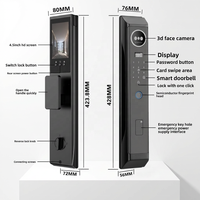 Kunci Pintu Pintar WiFi Aluminium Berkualitas Tinggi Vertexis, Pengenal Wajah, Penyimpanan Cloud, Aplikasi Tuya, Kelas C H21, Harga Kompetitif