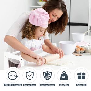 Torre de cocina para niños pequeños, taburete escalonado, torre de pie de aprendizaje con pizarra blanca 2 en 1, mesa y <span class=keywords><strong>silla</strong></span> convertibles - Product Image 3