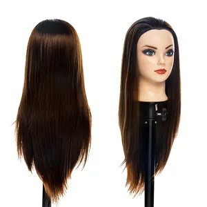 Cabeza de maniquí con pelo para práctica de peluquería, cabeza de muñeca para entrenamiento, J01