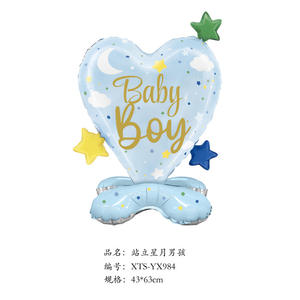Balon Foil bayi laki-laki perempuan bentuk hati berdiri dasar untuk dekorasi pesta penyambutan bayi - Product Image 5