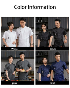 Abrigo de chef negro, chaqueta de chef, uniforme de mujer para café, cocina, ropa de cocina, hombres culinarios, abrigo de manga larga para restaurante, hotel, bar - Product Image 4