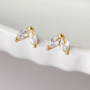 Minimalist Korean <b>Earrings</b> Jewelry 18K Gold Plated Dainty V Shape Zircon <b>Studs</b> <b>Earrings</b> for Women - Product Image 1