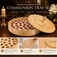 Ensemble de vaisselle en bois pour la Sainte-Cène, assiettes et coupelles de communion avec couvercle, pour les services religieux en gros