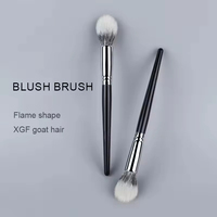 Pinceau à blush de haute qualité, luxe, marque privée, en bois, poils de chèvre naturels blancs, pour le visage