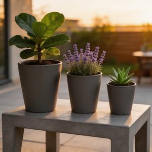 Macetas y Jardineras de Cerámica Pequeñas y Duraderas, Ecológicas, Harvit HYFP-03, Macetas de Cerámica Antiguas Grises para Interiores/Exteriores - Product Image 4