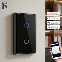 Interruttore Luce Smart WiFi a 2 Gang USA con Touch, Vetro Curvo e Cornice Metallica, Compatibile Tuya Smart Life Alexa Google Home 10A