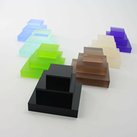 21/2 "épais acrylique Cube bloc bijoux pendentif anneau brillant affichage bureau bloc dégradé Lucite givré présentoir