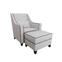 Fauteuil d'hôtel moderne et confortable, blanc, pour hall d'hôtel, villa, appartement, ensemble de fauteuils rembourrés à dossier haut avec ottoman pour salon