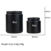 Vente en gros de pots en verre noir mat personnalisables de 2 oz, 4 oz, 8 oz avec couvercle noir pour cosmétiques