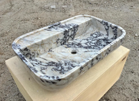 Lavabo en marbre Calacatta Viola, forme rectangulaire, taille sur mesure pour hôtel, villa, salle de bain, décoration haut de gamme