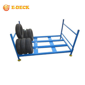 Rayonnage de stockage de pneus pliables empilables en acier doux Q235, démontable et robuste pour le transport - Product Image 1