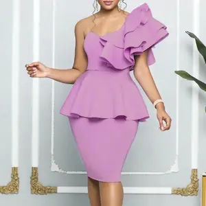 High Quality Cocktail Lavender Modest Dresses Women Lady Elegant Plus Size Party Evening Knee-length Gown Manufacturer