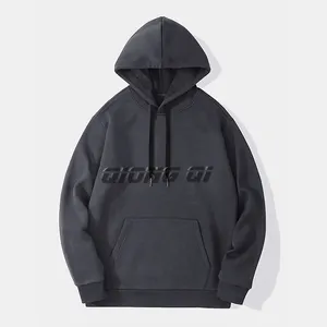 Yüksek kaliteli rahat kırpılmış hoodie ağır kazak marka logosu özel kapüşonlu üstler erkekler için