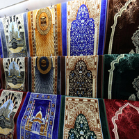 Tapis de prière musulman personnalisé 100 % polyester, tapis épais et doux, tapis de prière islamique turc, tapis de voyage persan, ensemble de tapis organiques